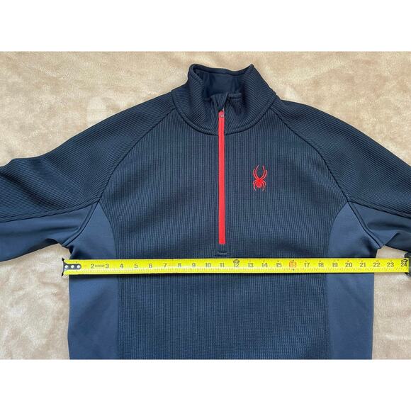 Spyder Fleece Lined Sweater Quarter Zip Men’s Size Large‎ Black Ski - Picture 6 of 7